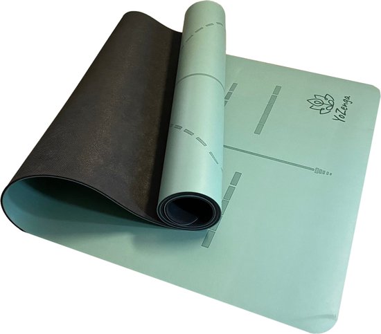 YoZenga Premium Rubber Yoga Mat - Ohm Moss Green - sportmat - Fitnessmat - Pro Grip - Extra Breed - Hygiënisch - Inclusief draagriem van Merkloos