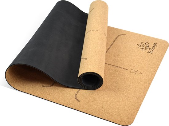 YoZenga Premium yoga mat natuurlijk kurk Lotus Flower - inclusief gratis draagriem van YoZenga