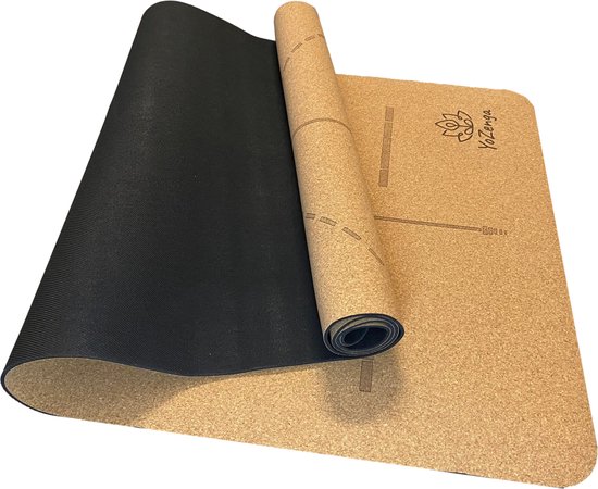 YoZenga Premium yoga mat natuurlijk kurk Ohm | inclusief gratis draagriem van YoZenga
