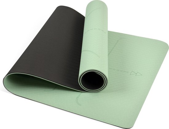 YoZenga Premium yoga mat - sportmat - Fitnessmat - extra breed - extra dik - TPE - Lotus Mint/black - Inclusief gratis draagriem - cadeautip! van YoZenga