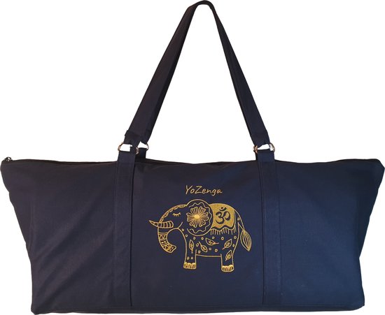 YoZenga Yogatas Olifant Night Blue | Sporttas | Yoga tas groot | Gouden Olifant Borduursel - Met Binnenvak - Ook Geschikt als Sporttas en Weekendtas van Merkloos