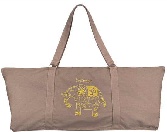 YoZenga Yogatas Olifant Urban Taupe | Sporttas | Yoga tas groot | Gouden Olifant Borduursel - Met Binnenvak - Ook Geschikt als Sporttas en Weekendtas van Merkloos