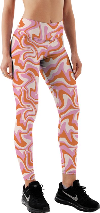 Yucka festival legging met trippy waves print - Leggings met print - Dames - Meisjes - Maat S-M van Yucka