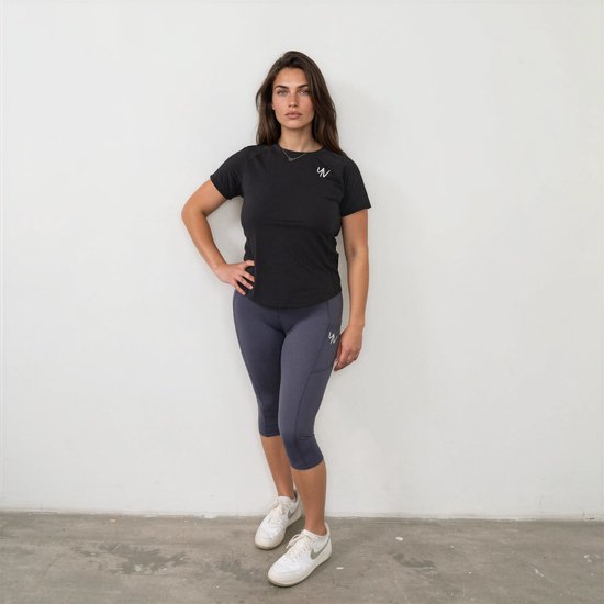 YV SPORT Sportlegging Toronto - Driekwart sportlegging - Handige zakken - Premium kwaliteit - Squat-proof - Stevige, hoge tailleband - Perfect fit - Sport legging dames - Blauw - Maat M