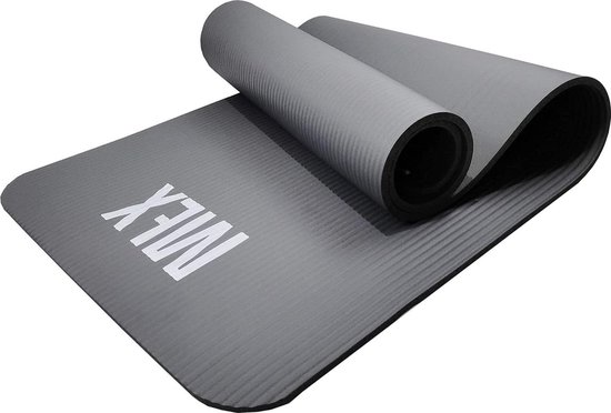 Zachte en dikke anti-slip mat 183 x 61 x 08 cm - Ideaal voor gymnastiek pilates en yoga - Voor beginners en gevorderden - Grijs Yogamat