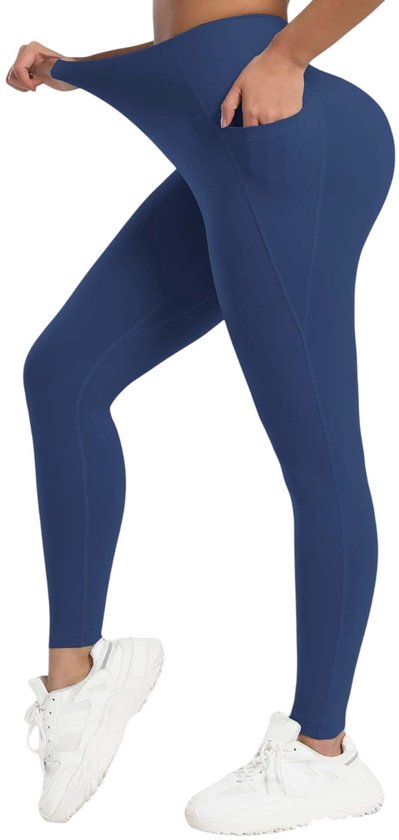 Zachte Sportlegging met Zakken - Pocket Legging - Super Soft - Sportbroek - Sportlegging - Legging - met zakken - Comfortabel - Blauw - Maat XL van Merkloos