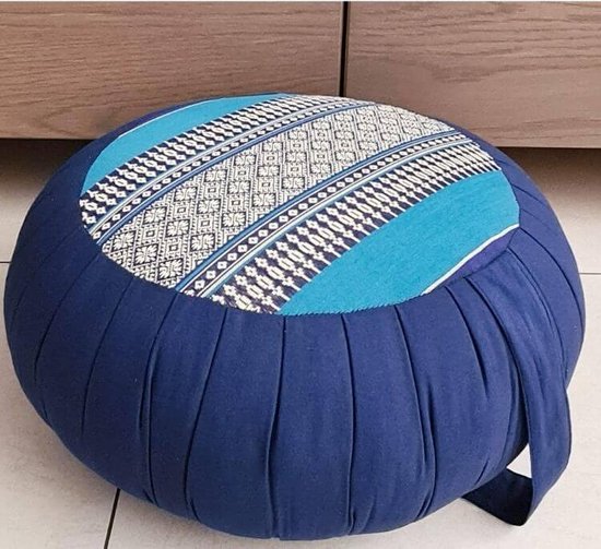Zafu kussen – Yogakussen - Meditatie kussen – Rond meditatiekussen – Thais kussen – Kapok - 40x40x18 cm  - Blauw van VidaXL