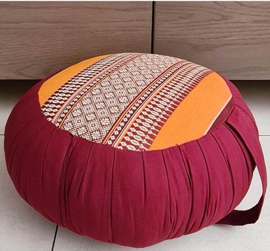 Zafu kussen – Yogakussen - Meditatie kussen – Rond meditatiekussen – Thais kussen – Kapok - 40x40x18 cm - Oranje van Yogi & Yogini