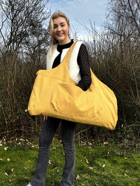 ZENSEOUS Duurzaam Yoga Strand Golf Shopper Reis Cabine Tas Oversized XXL Geel