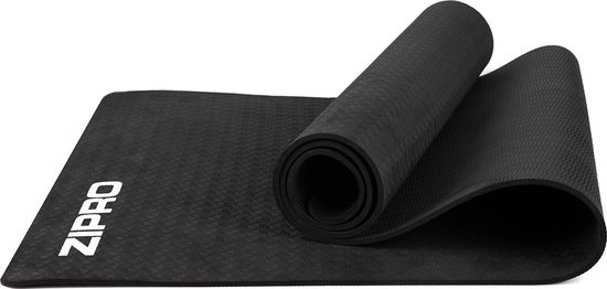 ZIPRO Yogamat TPE - Fitnessmat 173x61cm - Dikte 4mm - Antislip - Milieuvriendelijk - Trainingsmat Zwart van Merkloos