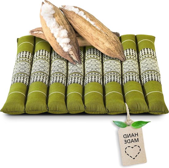 Zitkussen Vloerkussen - Meditatiekussen Yogakussen - Binnen Buiten Gebruik - 100% Kapokvulling - 35x35x4.5cm - Groen van Merkloos