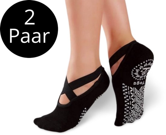 ZOETTT 2-pack Yoga sokken anti slip - Zwart - Pilates sokken - Yoga sokken - Dames sokken - Anti slip van ZOETTT