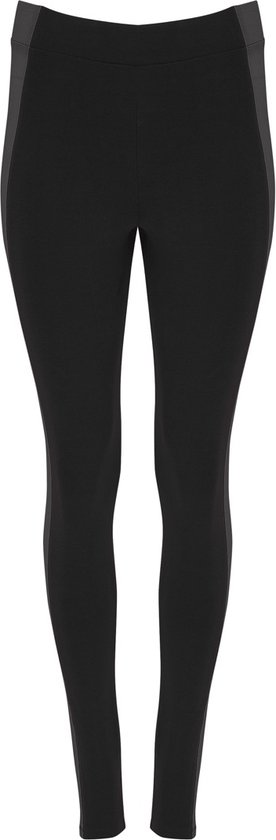Zwart / Ebbenhout dames lange sport legging en elastische band model Agia maat M van Oopcoco