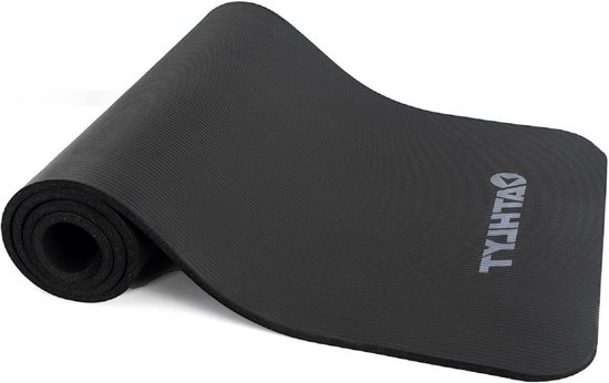 Zwart gymnastiekmat voor thuis fitness - Antislip yoga mat met draagriem van Avento