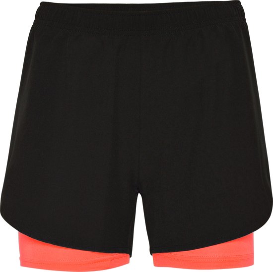Zwart / Oranje dames korte sportbroek en elastische band model Lanus maat S van Venice Beach