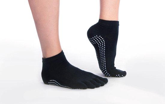 Zwarte antislip sokken 'Toes' - voor Yoga, Pilates @ Piloxing - meerdere kleuren verkrijgbaar - Pilateswinkel * Yoga sokken * Pilates sokken van Toes