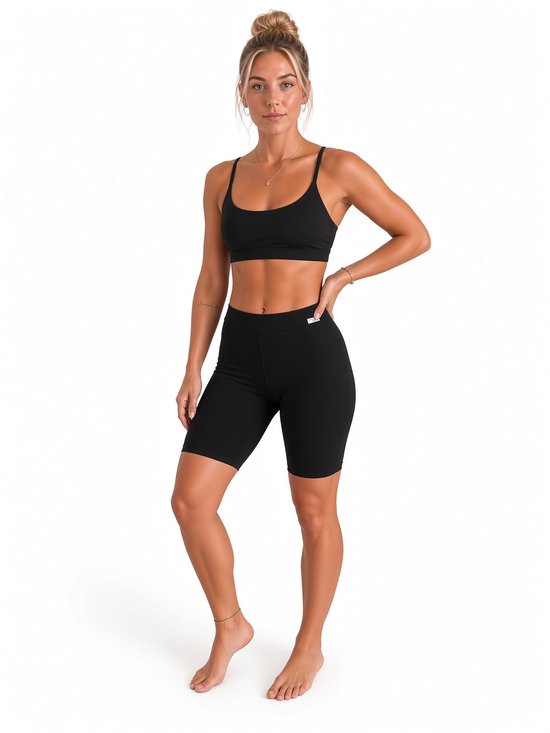 Zwarte Ribbed - L/XL - High-Waste - Biker Short - Sportlegging - High Compression - Sculpting fit - 2026