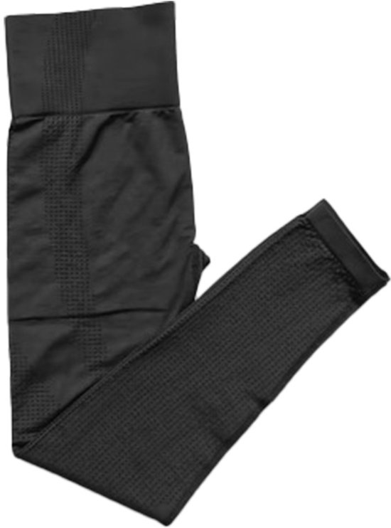 Zwarte SportLegging - Yogalegging - Shaping legging - Small- High Waist - Comfortabel - Zwart - Speciale Legging - Hippe sportoutfit - Met structuur - CHPN van Merkloos