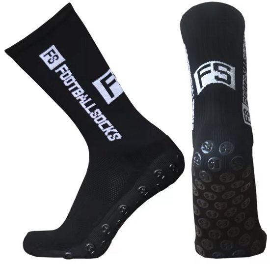 Zwarte sportsokken met grip - Anti slip sokken - Gripsokken - Sport sokken - Zwart - Voetbalsokken- Maat 39-44 - Sportocks - 1 paar - CHPN van Merkloos