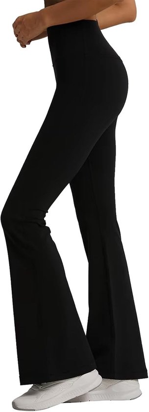 Zwarte Yoga Broek voor Dames met Flared Pijpen - Comfortabele Sportlegging voor Fitness en Yoga