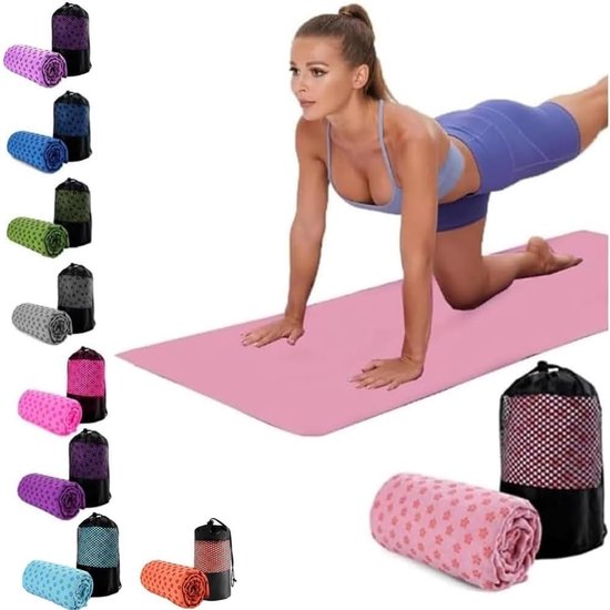 Zweetabsorberende en Antislip Yoga Handdoek, Sneldrogend en Ademend voor Bikram, Pilates en Gym Workout met Draagtas
